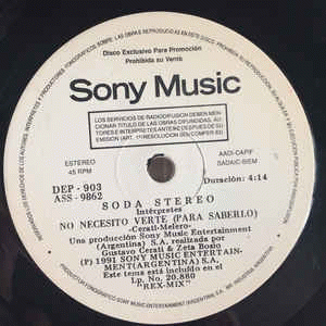 Soda Stereo : No Necesito Verte (Para Saberlo)